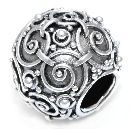 [av55-3] Wikinger Perle "Askur" aus Silber 925 – Bart- & Haarperle mit Spiralmuster 1,2 cm 