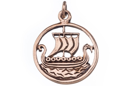 [avb525-2] Anhänger SVOLD mini aus Bronze – Kleines Wikingerschiff Drachenboot Amulett 2,3 cm