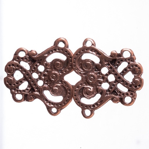 [V-103-4] Tassel Nordic kupferfarben – Wikinger-Hakenverschluss mit filigraner Ornamentik für Mantel & LARP-Gewandung