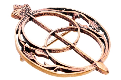 [fb40] Keltische Fibel Avalon aus Bronze – Brosche mit keltischem Symbol Ø 3,2 cm