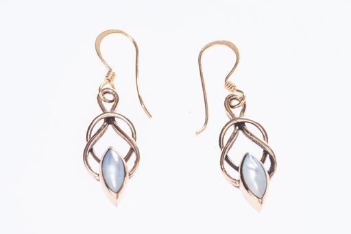 [Ohb523-2] Schmuck Ohrhänger Janine Perlmutt 3,7 cm – Bronze – Keltische Ohrringe mit echtem Perlmutt