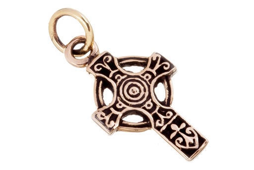 [akb38] Keltisches Amulett DEVY aus Bronze – Kleines Schutzkreuz für Balance und Spiritualität (2,1 cm)