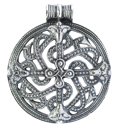 [av7] Großes Wikinger Kreuz Anhänger aus Silber – Vingard Talisman 4,9 cm