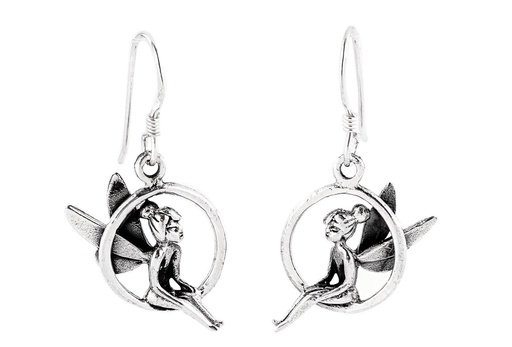 [oh48] Ohrhänger SILINA aus 925er Silber 2 cm – Kleine Elfen im Reifen Ohrschmuck