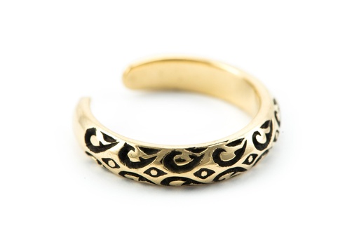 [zrb20] Zehenring "Svala" aus Bronze – Wikinger-Schmuck mit kunstvollen Ornamenten 4 mm