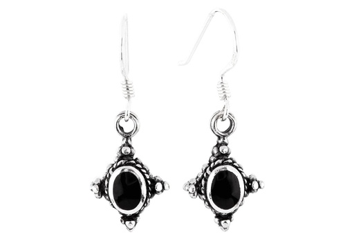 [Oh45-2] Schmuck Ohrhänger Nima Onyx 1,5 cm – Silber 925 – Elegante Ohrringe mit schwarzem Edelstein