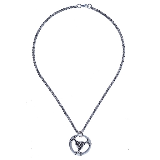[PK-5162-1] Halskette TRIS – Silberfarbener keltischer Triskel-Anhänger mit Flechtkette