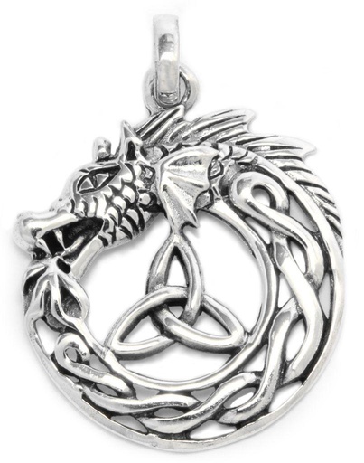 [ad33] Keltischer Drachen-Anhänger BRAÍGH aus 925er Silber – Symbol für Schutz und Stärke (3,2 cm)