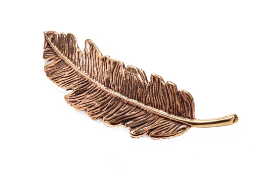 [fb101] Bronze-Fibel TARA – 9,3 cm große Gewandbrosche in Federform