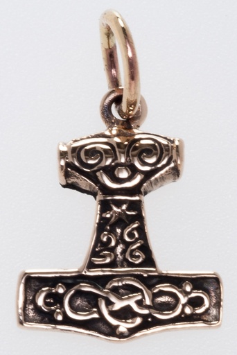 [atb25] Mini Thorshammer Anhänger MJØLNER aus Bronze – Mjölnir Wikinger Amulett 1,9 cm