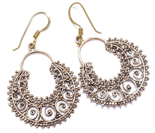 [ohb590] Ohrhänger Thrina aus Bronze – Wikinger Ohrschmuck mit filigranem Ornament 4,7 cm