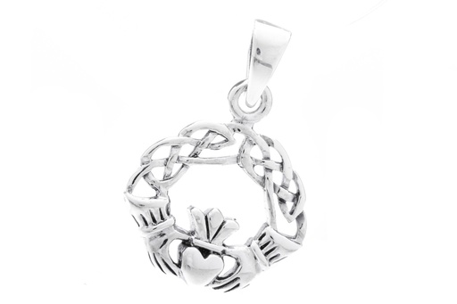 [ac100] Schmuck Anhänger Claddagh 2,8 cm – Silber 925 – Irisches Amulett für Freundschaft & Liebe