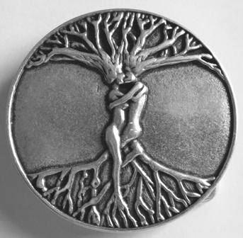 [33856] Weltenbaum-Schließe, Baum der Liebenden silberfarben 4cm