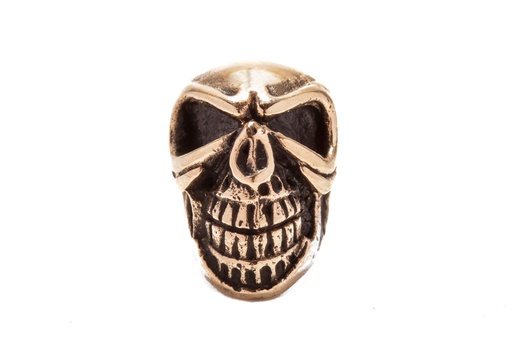 [apb68] Totenkopf Haar- & Bartperle FRIZO aus Bronze – 14 mm Magier-Schädel für Dreads & Zöpfe