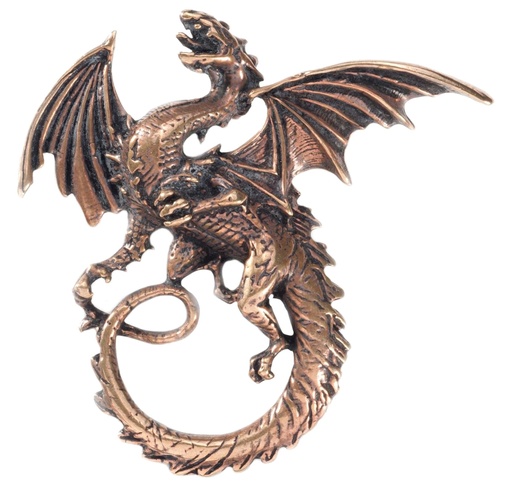 [adb50] Wikinger Drachen-Anhänger TYRION aus Bronze – Mächtiges Feuerdrachen-Amulett (5,3 cm)