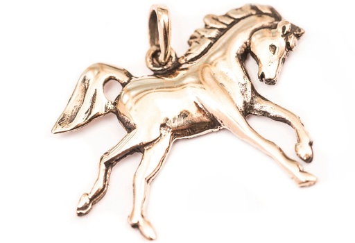 [amb521] Amulett, Anhänger 'Goldenes Pferd' aus Bronze - Mittelalter, Larp, Fantasy Schmuck