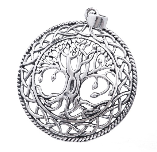 [ac122] Schmuck Anhänger Runa 4,5 cm – Silber 925 – Keltisches Lebensbaum-Amulett mit Runenmuster