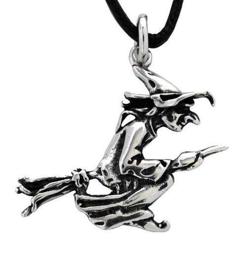 [am70] Schmuckstück  Schmuck Anhänger MIDIA 3 cm Fliegende Hexe Silber 3.0 cm