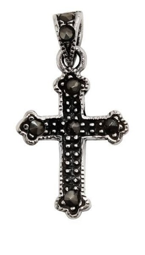 [ak32] Kleiner Kreuz-Anhänger LEYLA aus 925er Silber – Zartes Schmuckstück mit funkelndem Stein (2,3 cm)