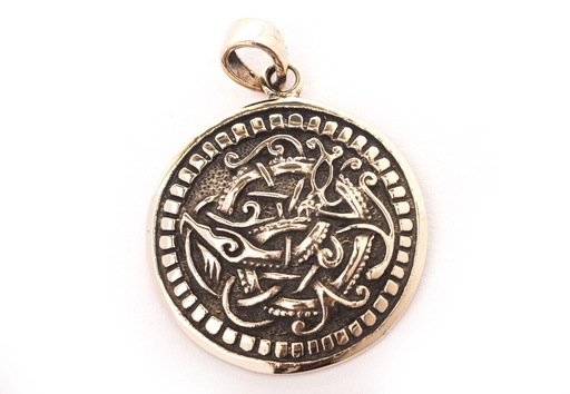 [avb502] Anhänger JORMUN aus Bronze – Midgardschlange Wikinger Amulett 3,4 cm