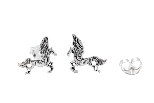 [ost23] Ohrstecker Pegasus aus Silber – Geflügelte Pferde Ohrringe 925er Mythologie Schmuck 11 mm