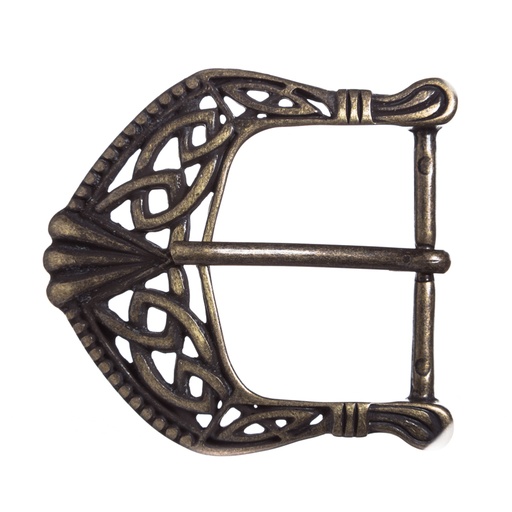 [B6040-21] BALDER 40 – altmessingfarbene Gürtelschließe mit keltischem Knotenmotiv für 4cm Gürtel