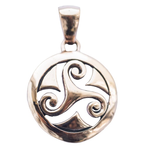 [acb76] Keltischer Anhänger NEVINA aus Bronze – Filigrane Triskele als Symbol für Wandel (Ø 1,7 cm)