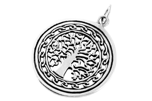 [ac115] Schmuck Anhänger Daimhin 3,7 cm – Silber 925 – Keltisches Amulett mit Lebensbaum