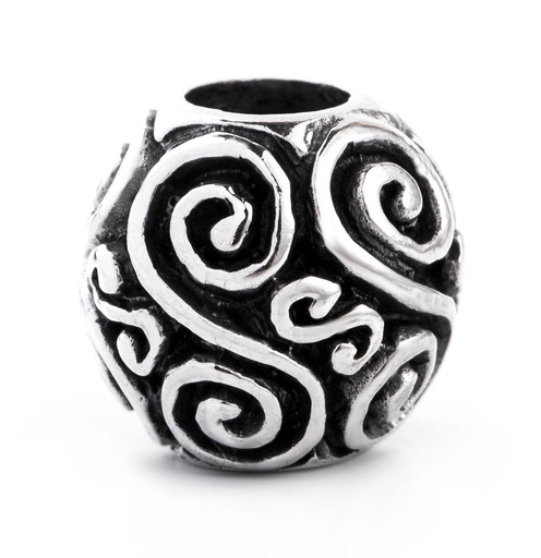 [ap7] ALDIS Bartperle aus Silber – Wikinger Haarperle mit Spiralornament 1,1 cm