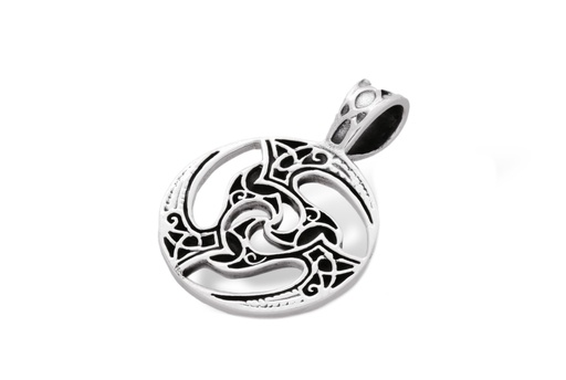 [ac101] Schmuck Anhänger Kildare 3,5 cm – Silber 925 – Keltisches Amulett mit Triskele & Knotenmuster