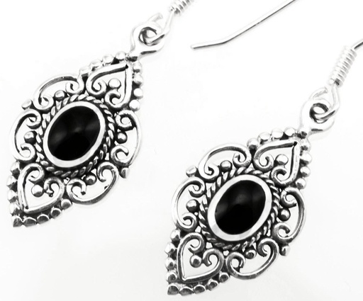 [oh101] Ohrhänger „Aja – Onyx“ aus 925er Silber – Tropfenohrringe 3,8 cm mit schwarzem Edelstein