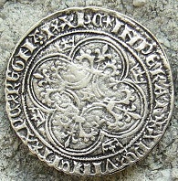 [32588] historische französische Münze Beschlag silberfarben