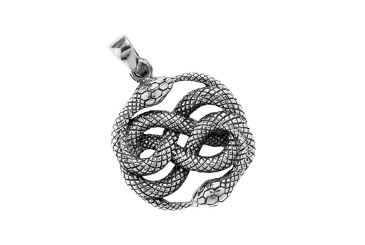 [am215] Anhänger AURIN aus 925er Silber – Mystisches Schlangensymbol für Ewigkeit und Erneuerung (3,5 cm)