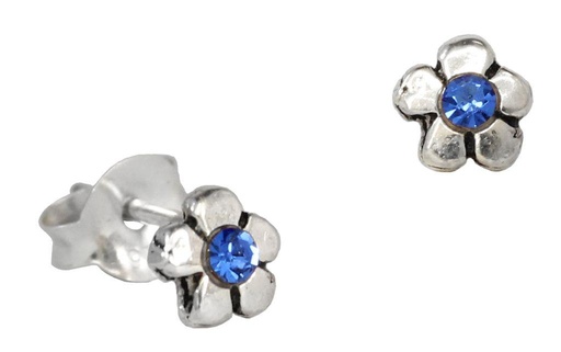 [ost78] Ohrstecker LANIA aus 925er Silber 4 mm – Blaue Blume Elfen Schmuck für Damen