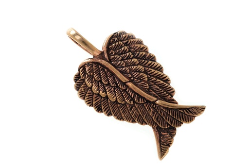 [WK2015-amb147] Schmuck-Anhänger CARESSA 3,7 cm – Große Engelsflügel aus Bronze für Schutz & Leichtigkeit