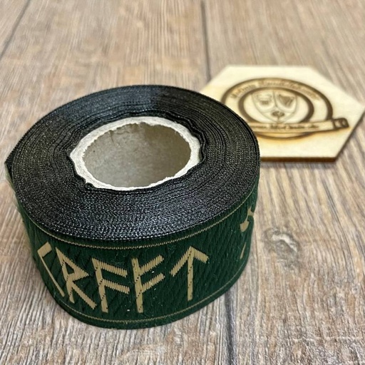 [B33KraftMutEhre-5m-grasgrn] Borte "Kraft-Mut-Ehre" Futhark 33 mm, grün-gold