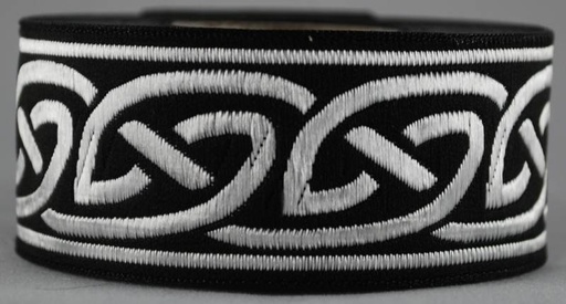 [B33001-schwslb] Borte "Keltisch 2" in schwarz-silber, 33 mm, 10 m auf der Rolle