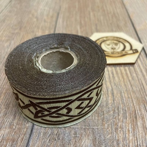 [B33115-5m-beigebrn] Borte Keltisch 4 in beige-braun, 33 mm auf 5 m Rolle - Webborte zur Verzierung mittelalterlicher Kostüme und Larp Gewandungen