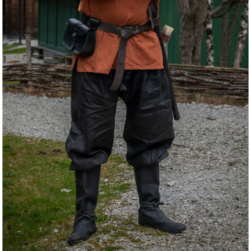 Wikingerhose mit Beinschnürung Wodan schwarz Leinen- Mittelalter Gewand Larp & Reenactment