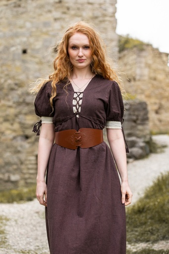 Mittelalterliches Sommerkleid "Denise" in braun-natur 