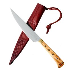 [02 M-II Ol-Mes] Mittelalterliches Messer - Holz / Messing