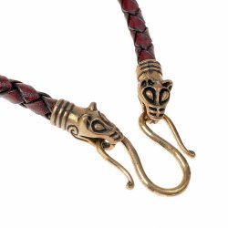 Wikinger-Lederkette "Wolfskopf" - 65 cm