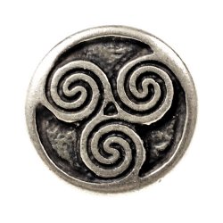[08 Ce-0 DreiSp] Zierniete „Dreifach-Spirale“ (XS) – Keltischer Lederbeschlag mit symbolischer Ornamentik 