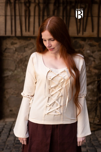 Mittelalterbluse Ely Natur Baumwolle