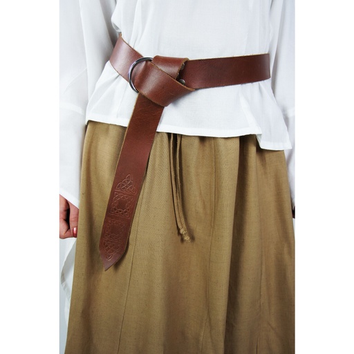 Ringgürtel aus Leder mit keltischem Muster in zwei Längen - Braun