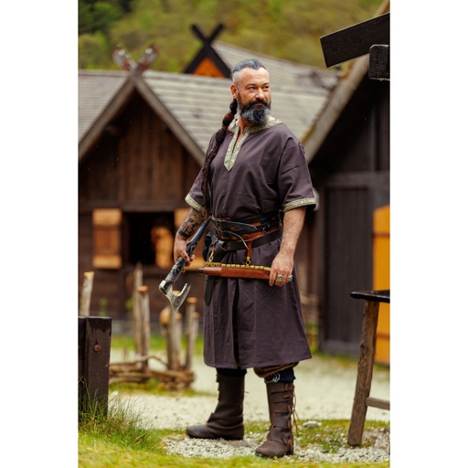 Kurzarmtunika mit Bordüre "Richard" Dunkelbraun