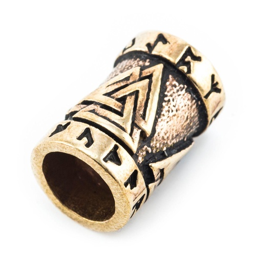 Haar- und Bartperle Valknut 15 mm Bronze