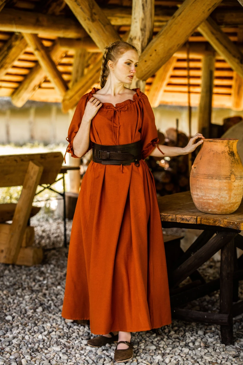 Bodenlanges Kurzarmkleid "Melisande" Rost