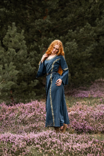 Mittelalter Baumwollkleid "Angie" Blau