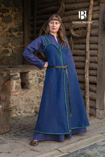 Rus-Kleid "Katarzyna" in Blau/Grün – Authentisches Überkleid inspiriert von der Kiewer Rus 
